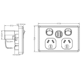 Classic Double Powerpoint 10A With 2 x 2.4A USB Charger - GPO2USB2