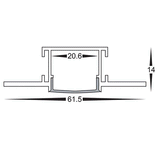 Havit Square Gyprock Aluminium Profle 62 x 14mm Silver - HCP4916214