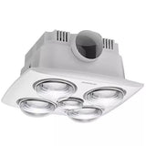 Martec Contour 4 3-in-1 Bathroom Heater with 4 Heat Lamps, Exhaust Fan and LED Light - MBHC4LW