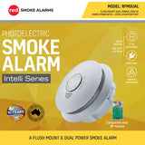 Red Flush Mount Dual Power Smoke Alarm With 10YR Lithium Battery - RFMDUAL