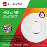 Red RF Wireless Heat Alarm With 10YR Lithium Battery - RHA10RF