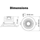 SAL Coolum Plus 92mm LED Tilt Downlight 9W CCT CRI90 - S9168TC