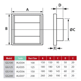 Allvent Outdoor 150mm Wall Gravity Grille (Stainless Steel) - GG150S