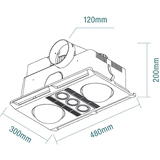 Martec Profile Plus 2 3-in-1 Bathroom Heater with 2 Heat Lamps, Exhaust Fan and GU10 LED Light - MBHP2LW