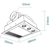 Martec Linear Mini 3-in-1 Bathroom Heater with 3 Heat Lamps, Exhaust Fan and LED Light - MBHM1000W