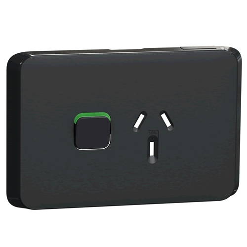 Clipsal Iconic Single Powerpoint 10A Skin Black - 3015CXB