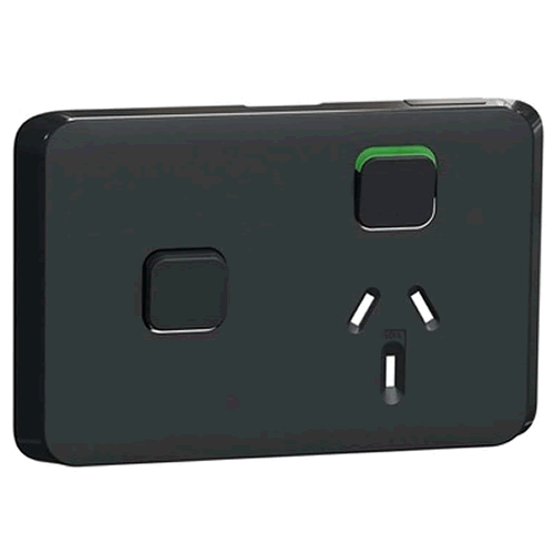 Clipsal Iconic Single Powerpoint Extra Switch 10A Skin Black - 3015XCXB