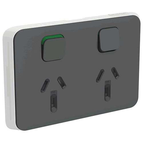 Clipsal Iconic Double Powerpoint 10A Skin Anthracite - 3025CAN