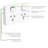 Clipsal Iconic Double Powerpoint 15A - 3025/15VW