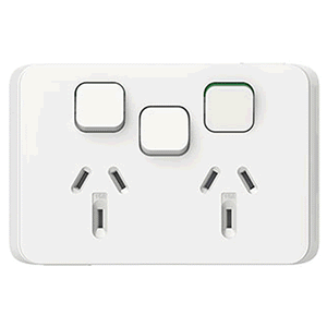 Clipsal Iconic Double Powerpoint + Extra Switch - 3025XAVW