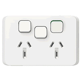 Clipsal Iconic Double Powerpoint Extra Switch 10A - 3025XAVW