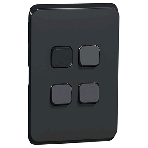 Clipsal Iconic Switch Skin 4G Black - 3044CXB