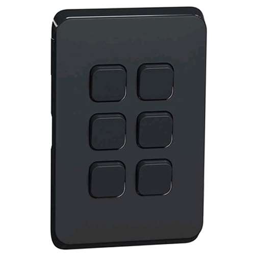 Clipsal Iconic Switch Skin 6G Black - 3046CXB