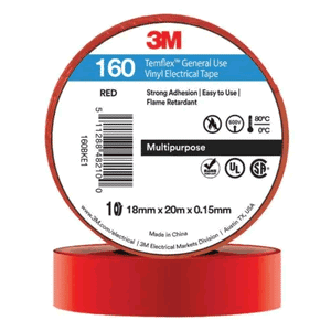 3M Electrical Insulation Tape 10 Roll Red - 3M160RED