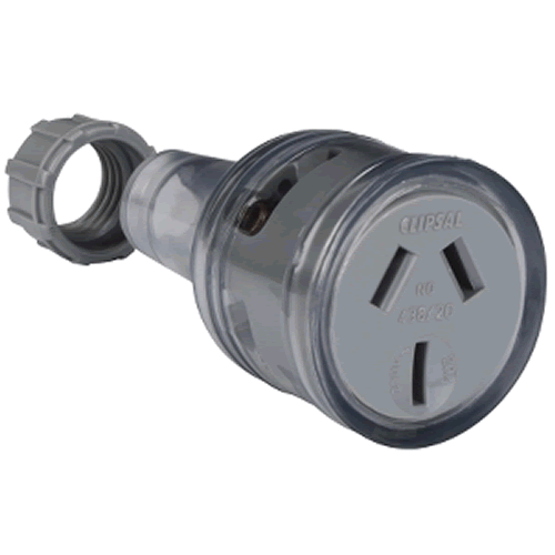 CLIPSAL 3 Pin 20A Pin Flexible Cord Extension Socket 438S20-TR