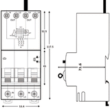 NHP DIN-T RCBO 3P+N 16A 10kA 30mA C Curve Type A LONGBODY - DSRCBT1630A