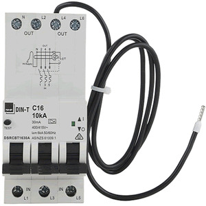 NHP DIN-T RCBO 3P+N 16A 10kA 30mA C Curve Type A LONGBODY - DSRCBT1630A