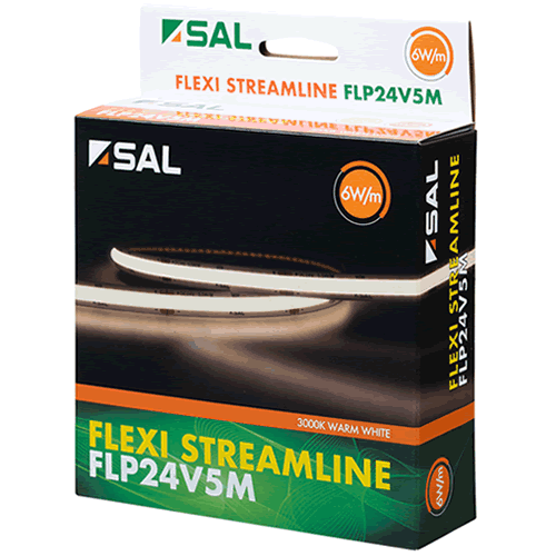 SAL Flexi Streamline 24V CRI90 5Mtr LED Strip Kit 3000K - FLBP24V5M/WW