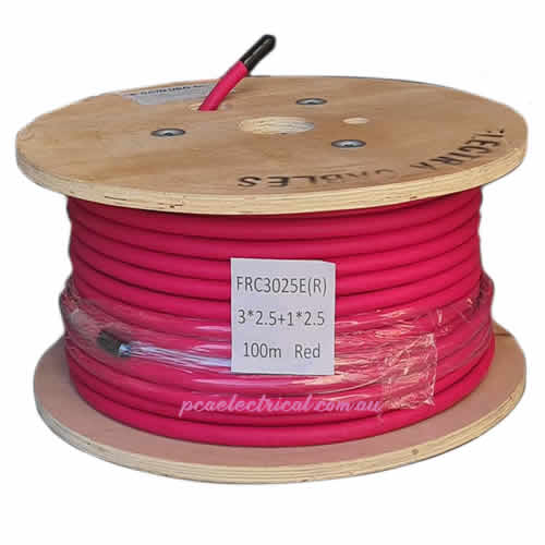 2.5mm 3 Core & Earth, 2 Hr, Fire Rated Cable 100m Red - FRC3025E | PICKUP ONLY