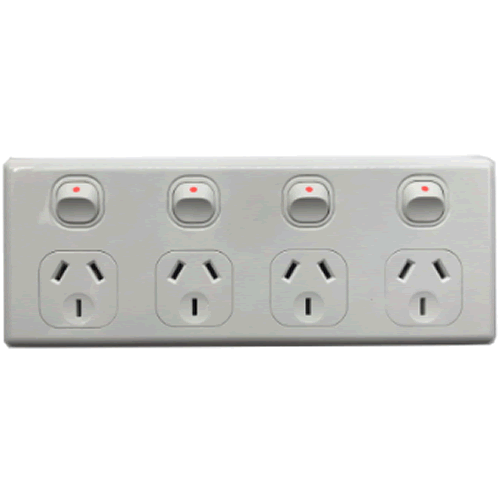 Classic Quad Powerpoint Double Pole 10A 250V - GPO4