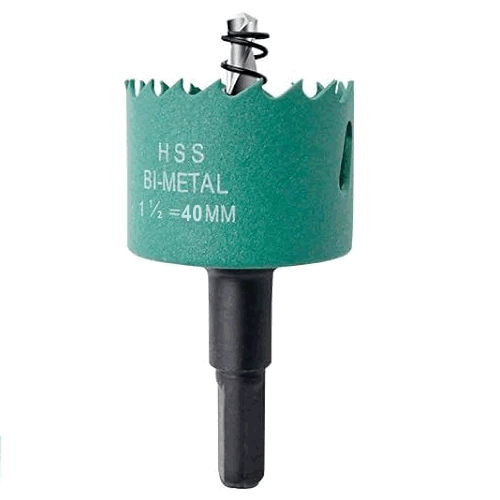 40mm Bi-Metal Holesaw Blade, Arbor + HSS Drill Bits - HSS40