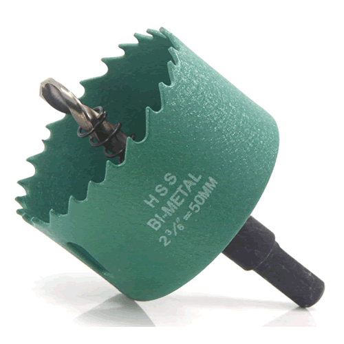 50mm Bi-Metal Holesaw Blade, Arbor + HSS Drill Bits - HSS50