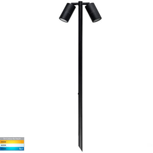 Harvit Tivah Black TRI Colour Double Adjustable LED Bollard Spike Light - HV1425T