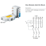 Hager Earth Leakage Add-On-Block 3P 63A 30mA A Class 1Mod - BD163T