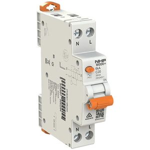 NHP MOD6+ RCBO 6kA 1 Pole and Switched N C Curve 30mA Type A - 10A/ 16A/ 20A/ 25A/ 32A/ 40A/ 50A/ 63A
