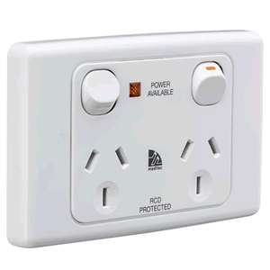 Clipsal Medilec Twin Switch Socket Outlet White 1P 10A 250V - ML2025WE