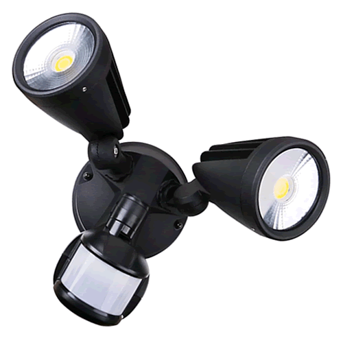 Martec Fortress II Double Exterior LED Light 30W CCT W/PIR Sensor Black - MLXF3452MS