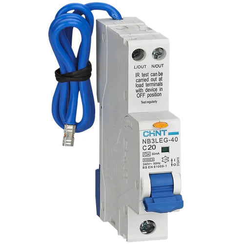 CHINT NB3LEG40 RCBO 1P+N 6kA 30mA C Curve Type A w/Tail