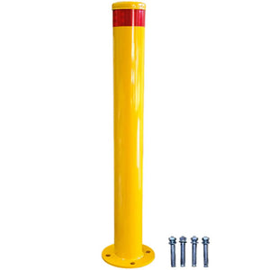 90mm x 900mm Surface Mounted Yellow Bollard with Fixing Kit - BOLY | PICKUP ONLY