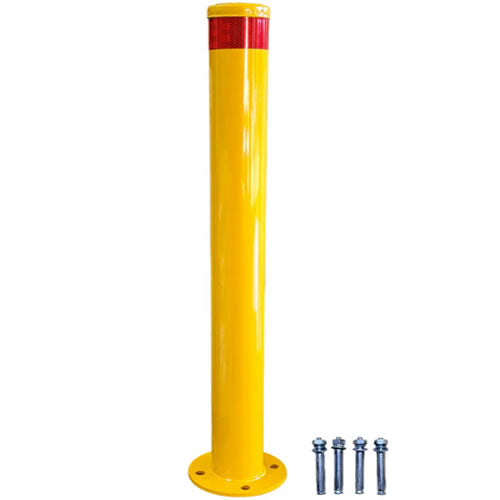 90mm x 900mm Surface Mounted Yellow Bollard with Fixing Kit - BOLY | PICKUP ONLY