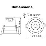 SAL Coolum Plus 72mm LED Downlight 6W CCT CRI90 - S9067TC