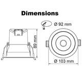 SAL Coolum Plus 92mm LED Downlight 9W CCT CRI90 - S9068TC