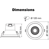 SAL Coolum Plus 120mm LED Downlight 12W CCT CRI90 - S9069TC