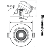 SAL Coolum Plus 72mm LED Tilt Downlight 6W CCT CRI90 - S9167TC