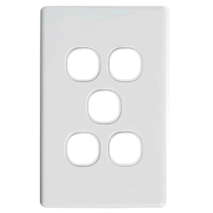 Classic 5 Gang Switch Grid + Cover White - SW05