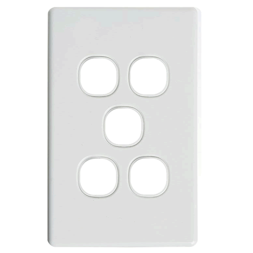 Classic 5 Gang Switch Grid + Cover White - SW05