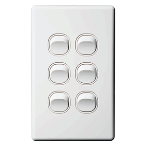 Classic 6 Gang Switch 16A 240V White - SW6