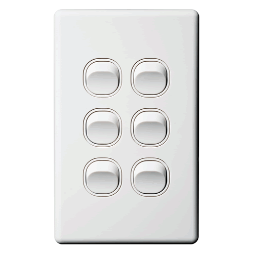 Classic Switch 6G 16A 240V White - SW6