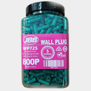 JBB Wall Plug Green 7mm x 25mm 800PK - WP725