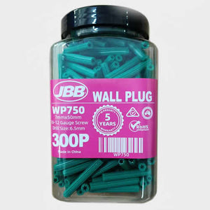 JBB Wall Plug Green 7mm x 50mm 300PK - WP750