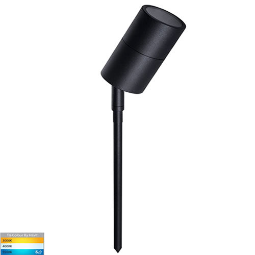 Harvit Tivah Black TRI Colour LED Garden Spike Light - HV1427T