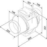 Blauberg TURBO 150mm / 6" Mixed Flow Inline Fan 2 Speed Switch - BLATURBO150