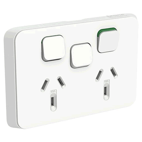 Clipsal Iconic Double Powerpoint + Extra Switch - 3025XAVW