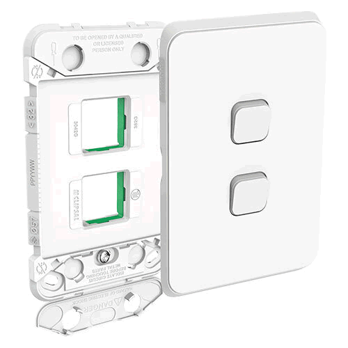 Clipsal Iconic Switch Grid Skin 2G Vivid White - 3042VHVW