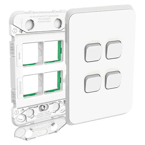 Clipsal Iconic Switch Grid Skin 4G Vivid White - 3044VHVW