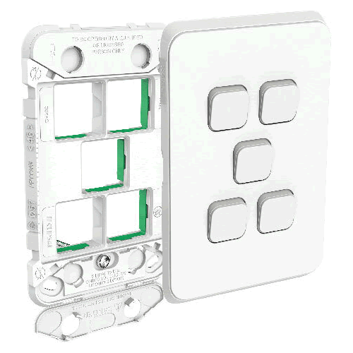 Clipsal Iconic Switch Grid Skin 5G Vivid White - 3045VHVW